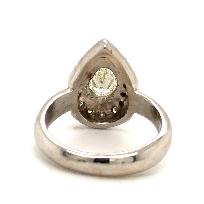 Mid-Century Estate Pear-Cut Diamond Halo Ring