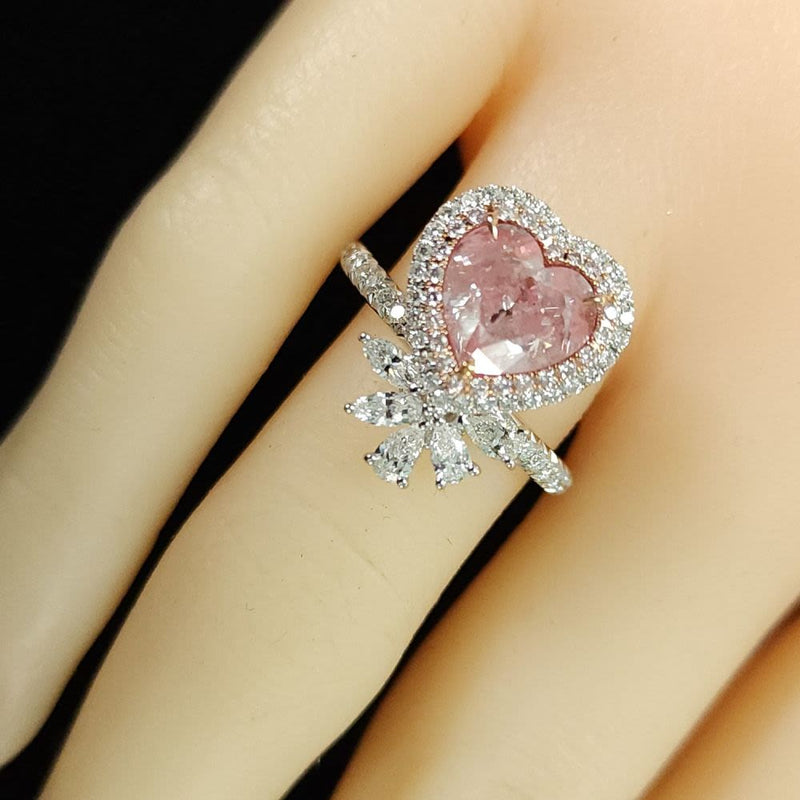 Heart-Cut Pinkish Diamond Ring, Certified by GIA