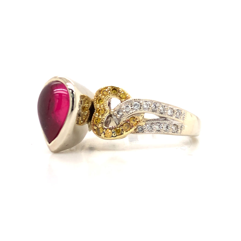 Ruby Ring with Yellow and White Diamonds