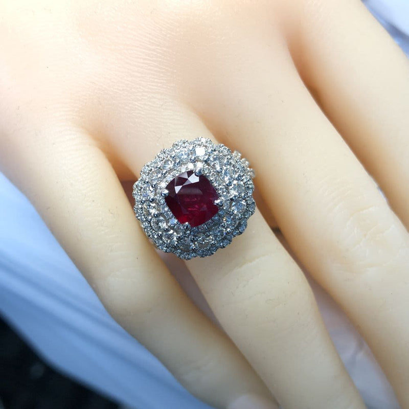 Ruby & Lacey Diamond Halo Ring, Extra Hidden Halo