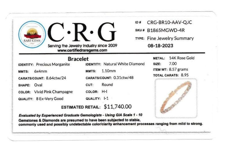 Oval Morganite & Diamond Eternity Tennis Bracelet