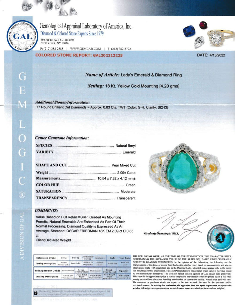 Emerald Ring with Diamond Halo - Gem AA Quality