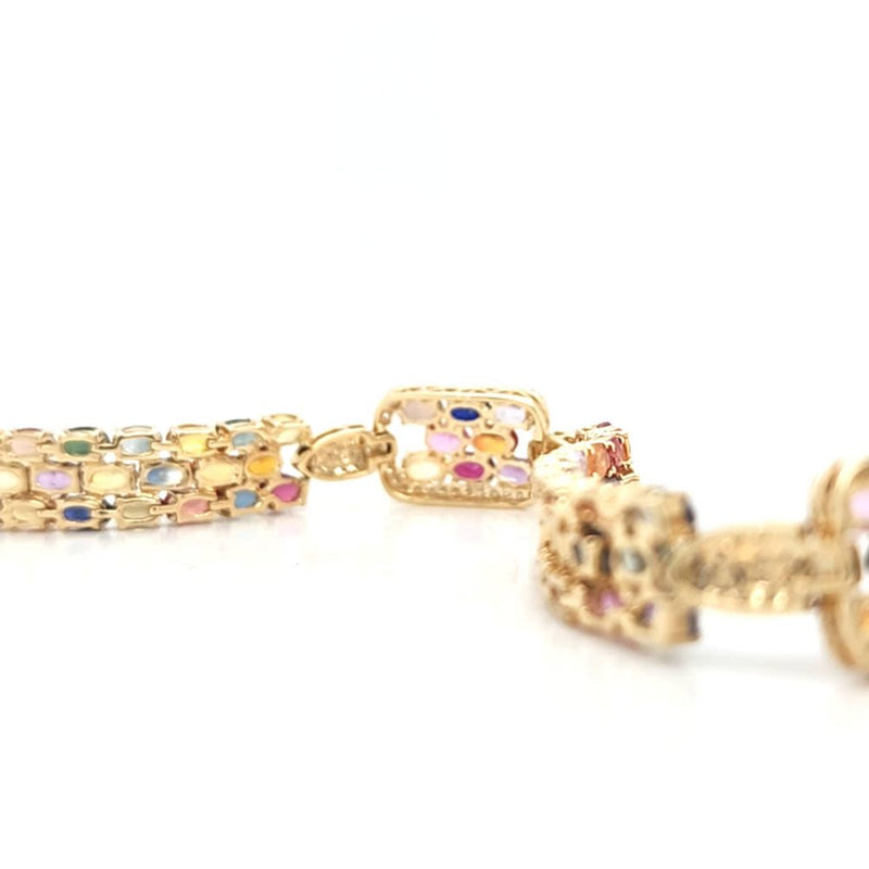 Fancy Colored Sapphire and Diamond-Frame Bracelet