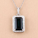 Elegant Teal Blue Tourmaline and Diamond Pendant
