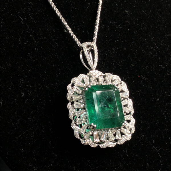 Orianne Emerald & Mixed-Cut Diamond Necklace PLT