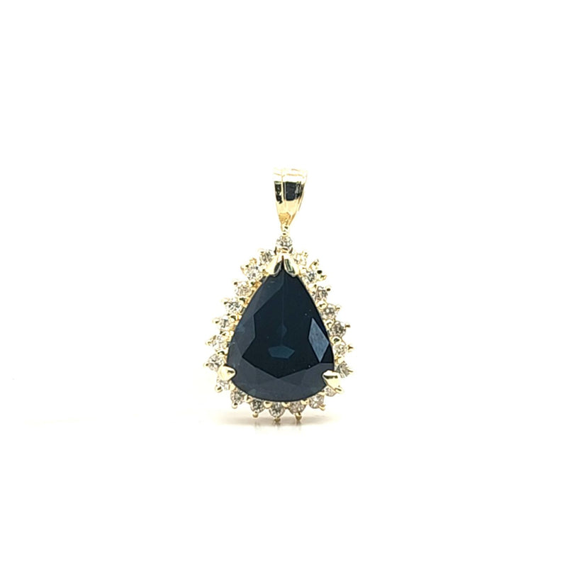 Pear-Shaped Blue Sapphire and Diamond Halo Pendant