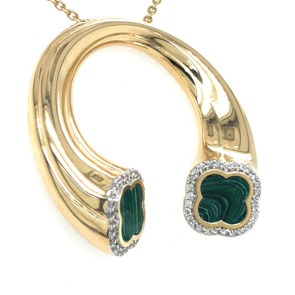 Designer Malachite & Diamond Penannular Necklace