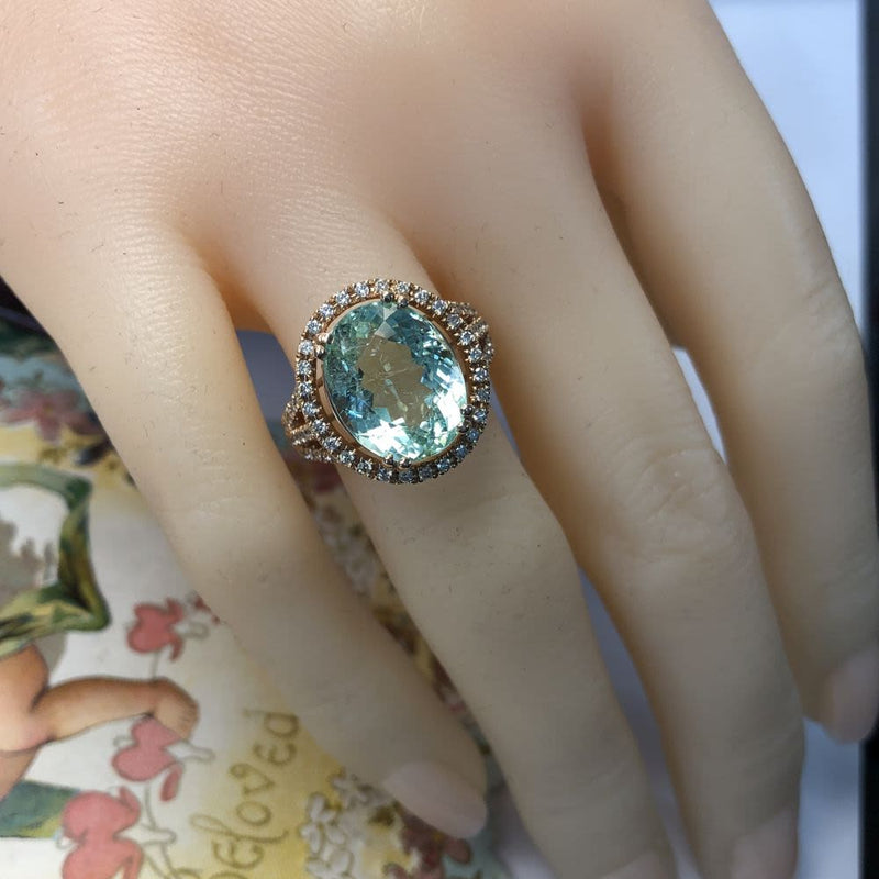 GIA Prized Paraiba Tourmaline & Diamond Halo Ring