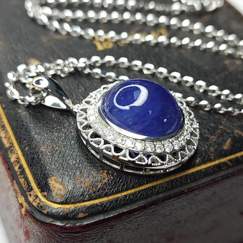 Oscar Friedman Tanzanite and Diamond Halo Necklace