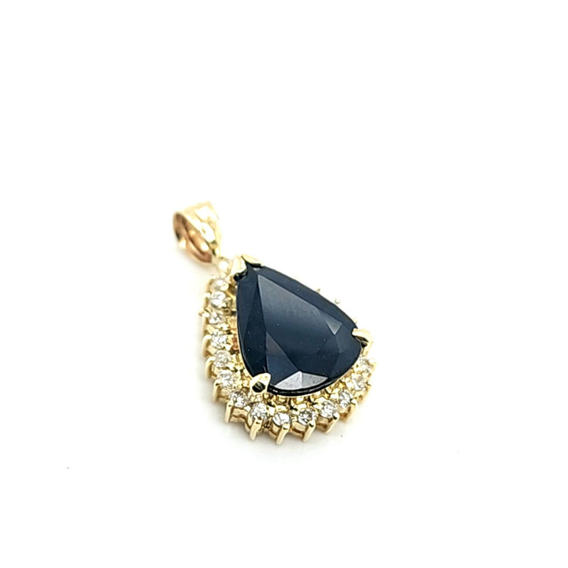 Pear-Shaped Blue Sapphire and Diamond Halo Pendant