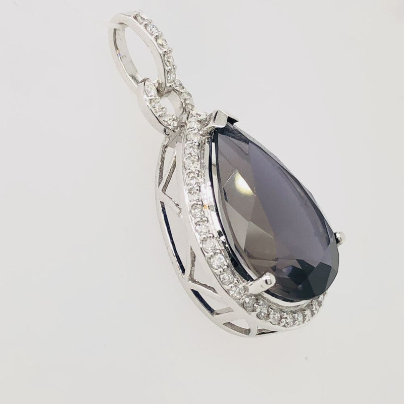 Glamorous Iolite and Diamond Halo Pendant