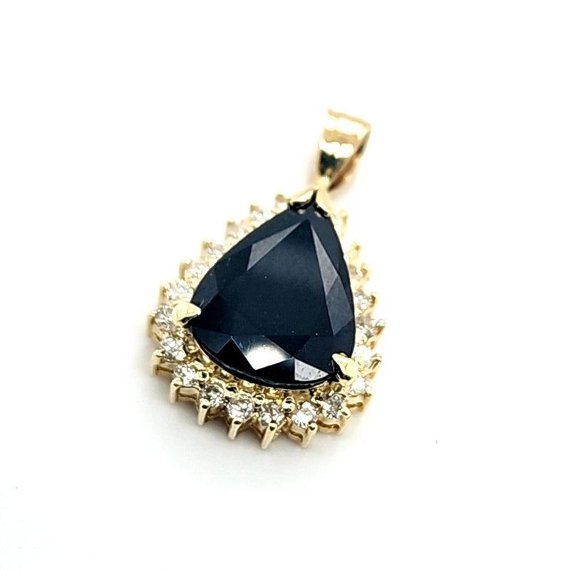 Pear-Shaped Blue Sapphire and Diamond Halo Pendant