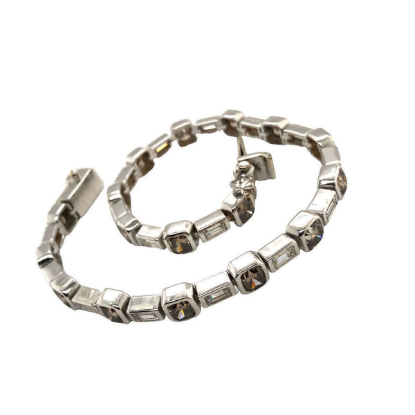 Cognac & Clear Staggered-Cut Fine Diamond Bracelet