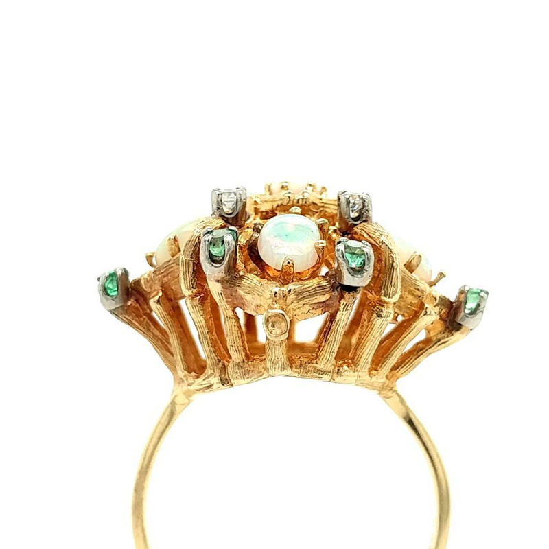 Emerald, Opal & Diamond Ring