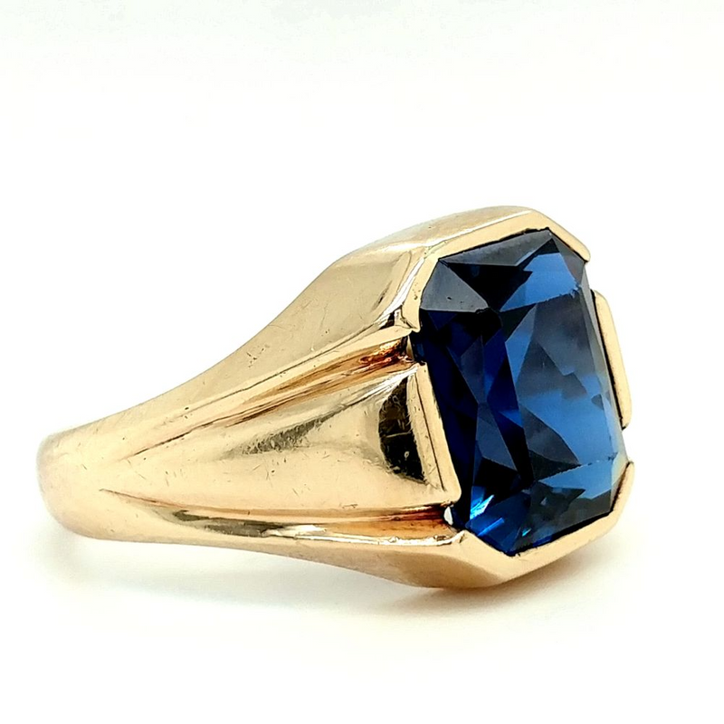 10K Yellow Gold & Blue Stone Ring