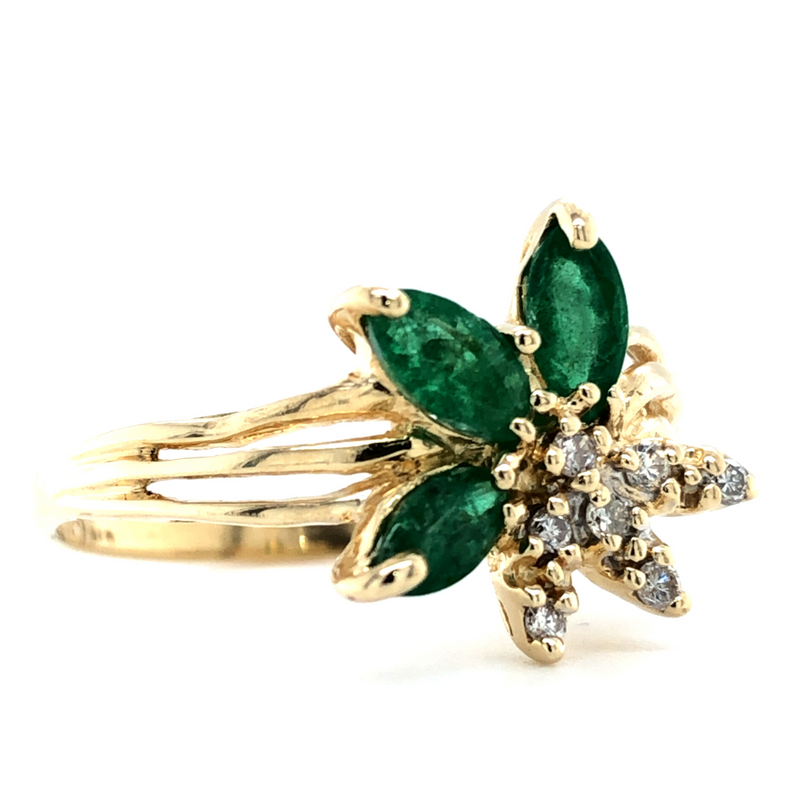 .45 CTW Emerald & .10 CTW Diamond Vintage Ring 14K