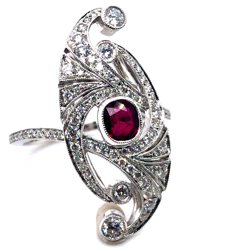 Ruby and Diamond Ring 18K Certified