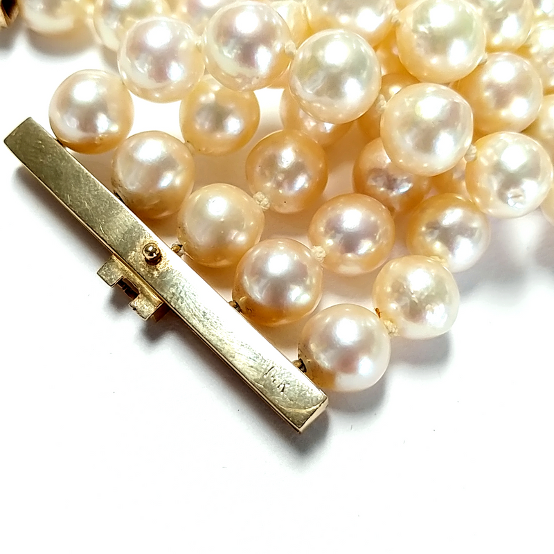 14K Yellow Gold Pearl and Diamond Bracelet