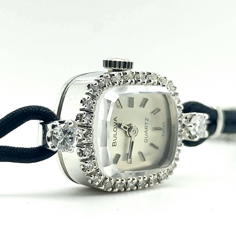14K White Gold Vintage Bulova Ladies Quartz Watch