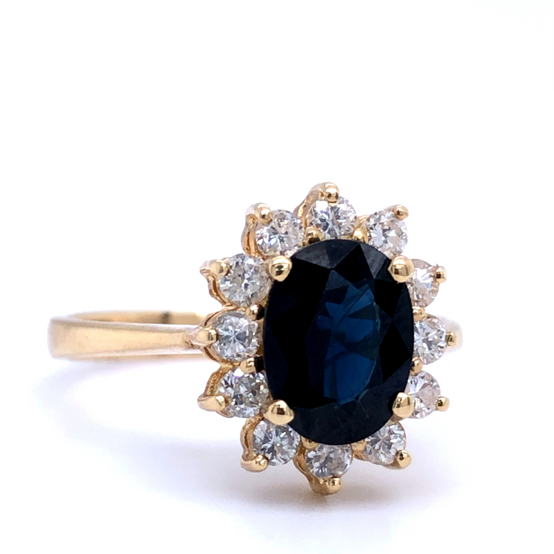 1 CT Sapphire & .36 CTW Diamond Ring 14K