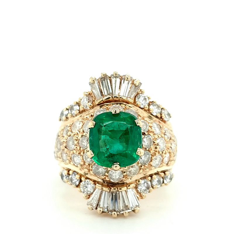 2 CT Emerald & 3.15 CTW Diamond Ring 14K