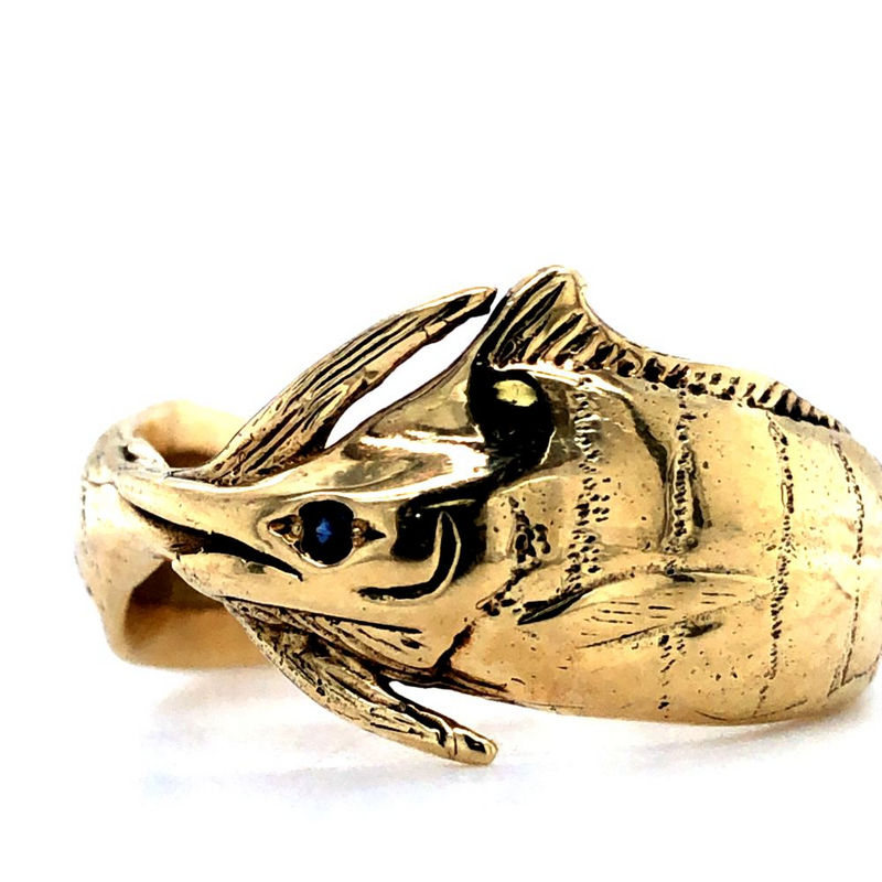 Billfish Ring Custom Made Genuine Sapphire