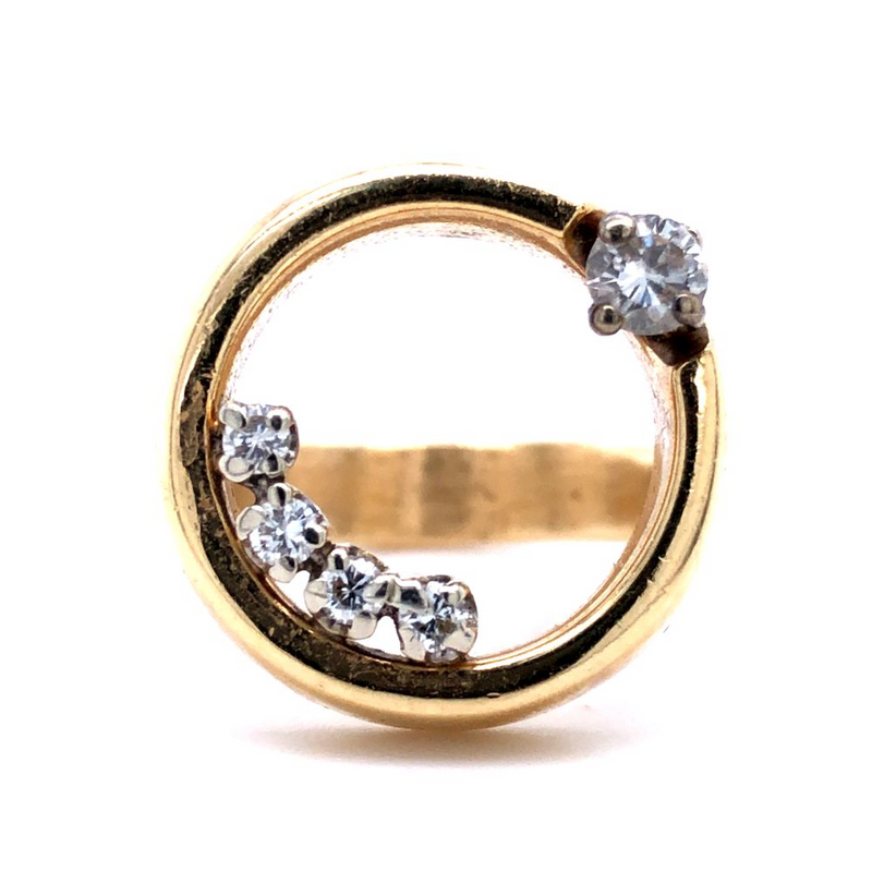 Gold and Diamond Circle Ring
