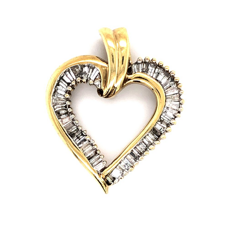 Baguette Diamond Heart Pendant