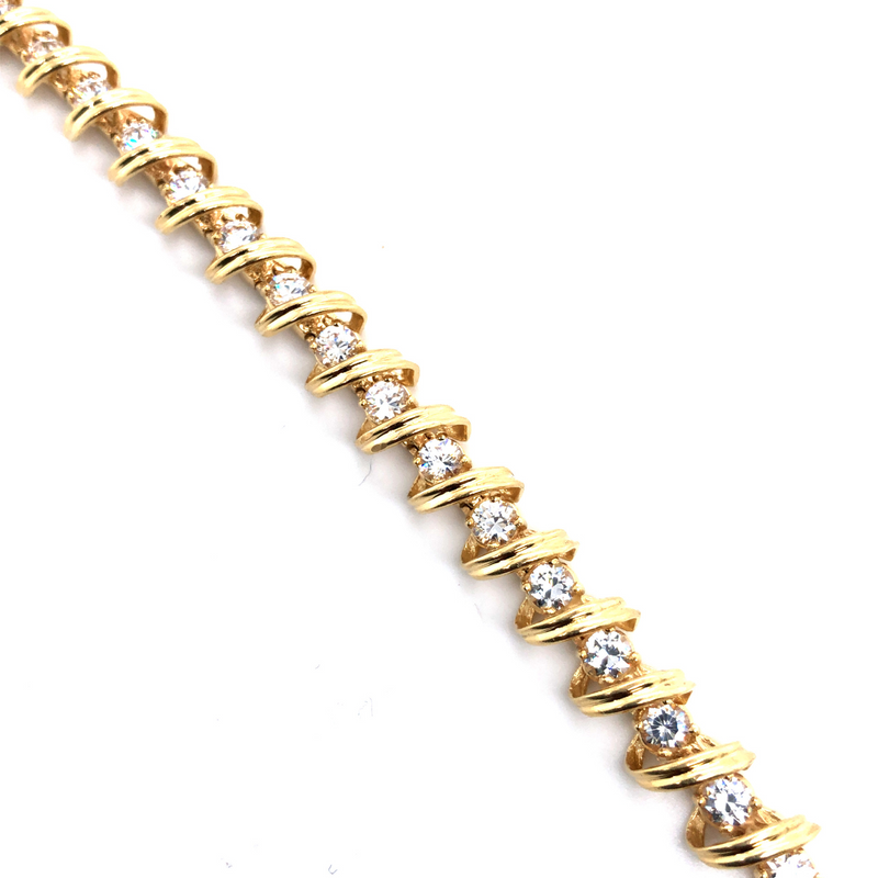Cubic Zirconia Bracelet 14K Yellow Gold