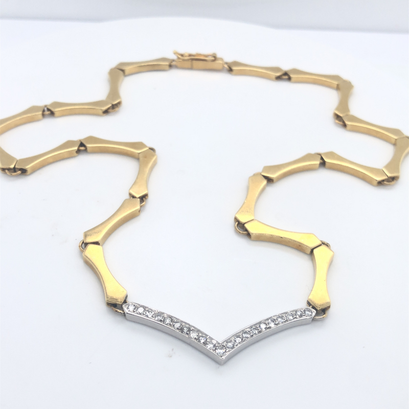 .43 CTW Diamond Chevron Necklace 18K Yellow Gold