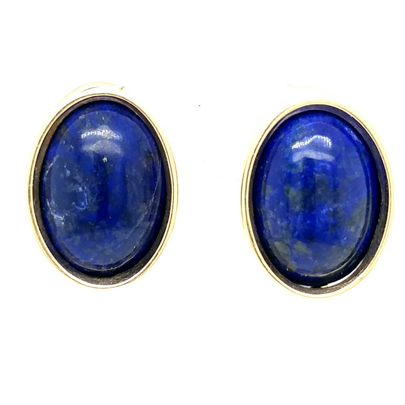 Lapis Lazuli Omega Back Earrings 14K